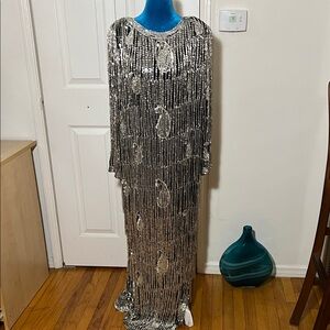 TAN CHHO Sequin Silk Embellished Gown Medium